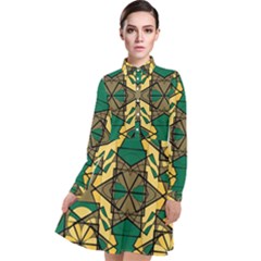 Abstract Pattern Geometric Backgrounds   Long Sleeve Chiffon Shirt Dress by Eskimos