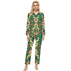 Abstract Pattern Geometric Backgrounds   Womens  Long Sleeve Velvet Pocket Pajamas Set