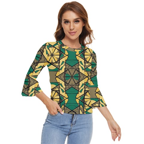 Abstract Pattern Geometric Backgrounds   Bell Sleeve Top by Eskimos