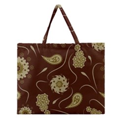 Floral Pattern Paisley Style  Zipper Large Tote Bag by Eskimos