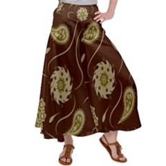 Floral Pattern Paisley Style  Satin Palazzo Pants by Eskimos