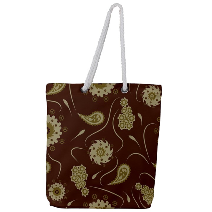 Floral pattern paisley style  Full Print Rope Handle Tote (Large)