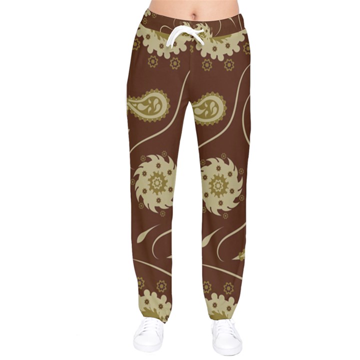 Floral pattern paisley style  Women velvet Drawstring Pants