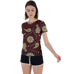 Floral Pattern Paisley Style  Back Circle Cutout Sports Tee by Eskimos