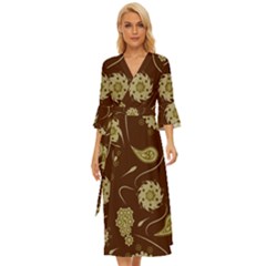 Floral Pattern Paisley Style  Midsummer Wrap Dress