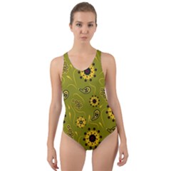 Floral Pattern Paisley Style  Cut-out Back One Piece Swimsuit by Eskimos