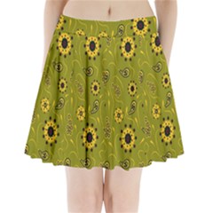 Floral Pattern Paisley Style  Pleated Mini Skirt by Eskimos