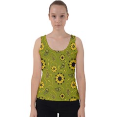 Floral Pattern Paisley Style  Velvet Tank Top by Eskimos