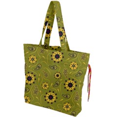 Floral Pattern Paisley Style  Drawstring Tote Bag by Eskimos