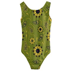 Floral Pattern Paisley Style  Kids  Cut-out Back One Piece Swimsuit by Eskimos