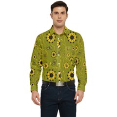 Floral Pattern Paisley Style  Men s Long Sleeve Pocket Shirt  by Eskimos