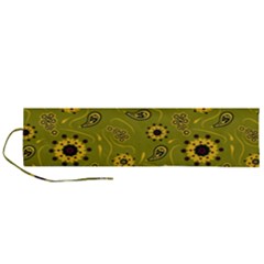 Floral Pattern Paisley Style  Roll Up Canvas Pencil Holder (l) by Eskimos