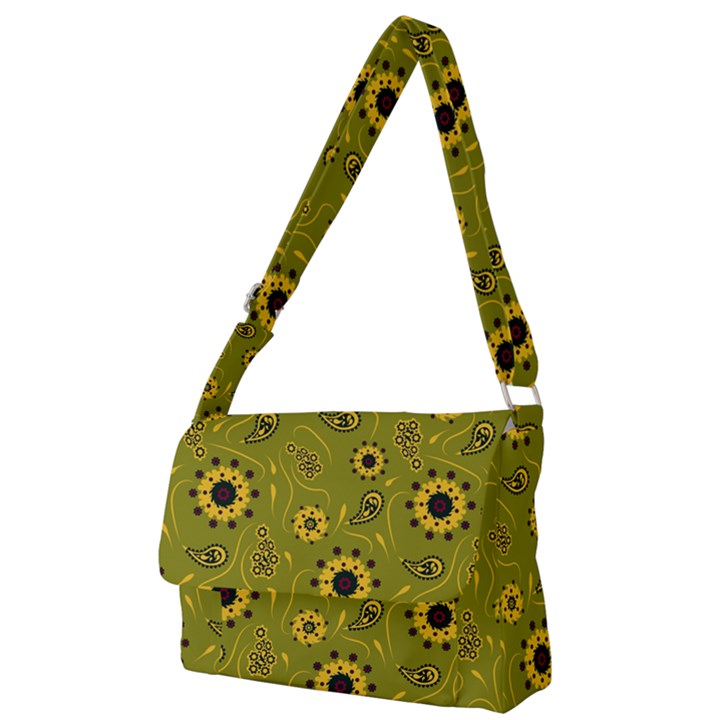 Floral pattern paisley style  Full Print Messenger Bag (L)