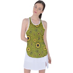 Floral Pattern Paisley Style  Racer Back Mesh Tank Top by Eskimos