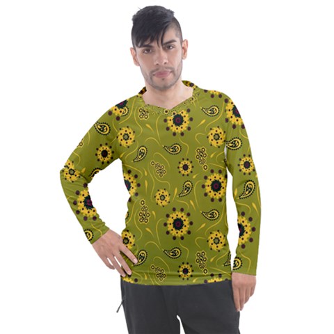 Floral Pattern Paisley Style  Men s Pique Long Sleeve Tee by Eskimos