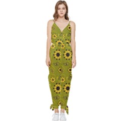 Floral Pattern Paisley Style  Sleeveless Tie Ankle Jumpsuit by Eskimos