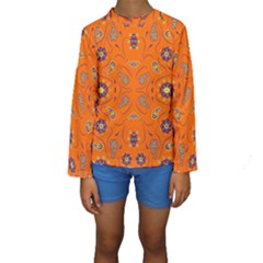 Floral Pattern Paisley Style  Kids  Long Sleeve Swimwear by Eskimos