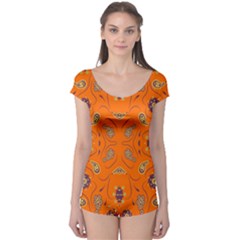 Floral Pattern Paisley Style  Boyleg Leotard  by Eskimos