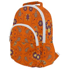 Floral Pattern Paisley Style  Rounded Multi Pocket Backpack by Eskimos