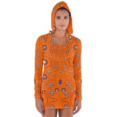 Floral Pattern Paisley Style  Long Sleeve Hooded T-shirt by Eskimos