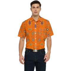 Floral Pattern Paisley Style  Men s Short Sleeve Pocket Shirt 