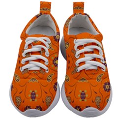 Floral Pattern Paisley Style  Kids Athletic Shoes by Eskimos