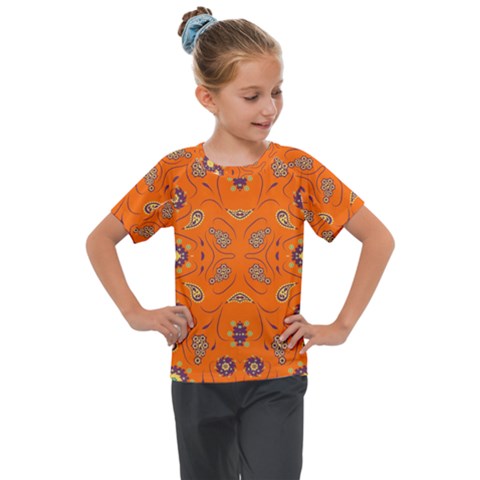 Floral Pattern Paisley Style  Kids  Mesh Piece Tee by Eskimos