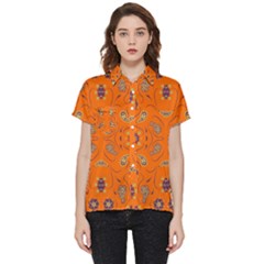 Floral Pattern Paisley Style  Short Sleeve Pocket Shirt by Eskimos