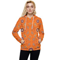 Floral Pattern Paisley Style  Women s Lightweight Drawstring Hoodie by Eskimos