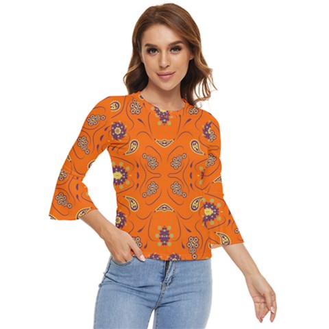 Floral Pattern Paisley Style  Bell Sleeve Top by Eskimos