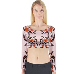 Floral Folk Damask Pattern  Long Sleeve Crop Top by Eskimos