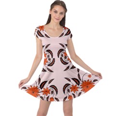 Floral Folk Damask Pattern  Cap Sleeve Dress by Eskimos