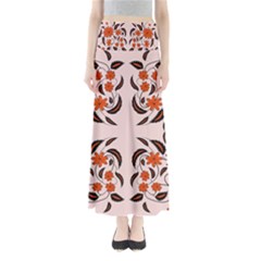 Floral Folk Damask Pattern  Full Length Maxi Skirt by Eskimos