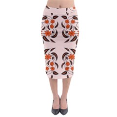 Floral Folk Damask Pattern  Midi Pencil Skirt by Eskimos