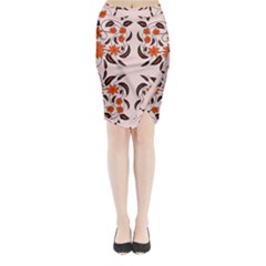 Floral Folk Damask Pattern  Midi Wrap Pencil Skirt by Eskimos