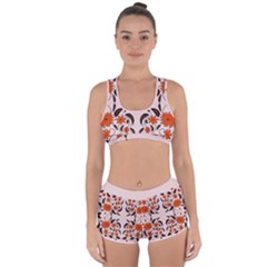 Floral Folk Damask Pattern  Racerback Boyleg Bikini Set by Eskimos