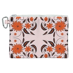 Floral Folk Damask Pattern  Canvas Cosmetic Bag (xl) by Eskimos