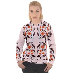 Floral Folk Damask Pattern  Women s Overhead Hoodie by Eskimos