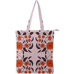 Floral Folk Damask Pattern  Double Zip Up Tote Bag by Eskimos