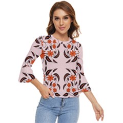 Floral Folk Damask Pattern  Bell Sleeve Top