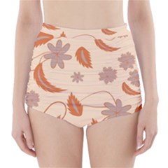 Folk Flowers Print Floral Pattern Ethnic Art High-waisted Bikini Bottoms