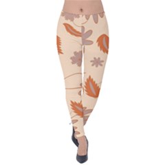 Folk Flowers Print Floral Pattern Ethnic Art Velvet Leggings