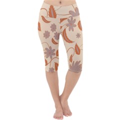 Folk Flowers Print Floral Pattern Ethnic Art Lightweight Velour Cropped Yoga Leggings by Eskimos