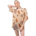 Folk flowers print Floral pattern Ethnic art Oversized Chiffon Top View1