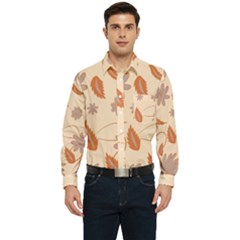 Folk Flowers Print Floral Pattern Ethnic Art Men s Long Sleeve Pocket Shirt  by Eskimos