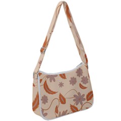 Folk Flowers Print Floral Pattern Ethnic Art Zip Up Shoulder Bag