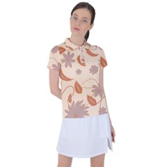 Folk Flowers Print Floral Pattern Ethnic Art Women s Polo Tee