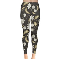 Folk Flowers Print Floral Pattern Ethnic Art Leggings  by Eskimos