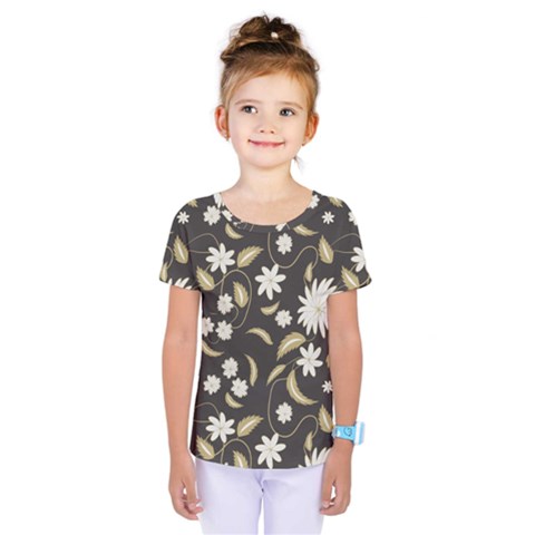 Folk Flowers Print Floral Pattern Ethnic Art Kids  One Piece Tee by Eskimos