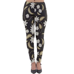 Folk Flowers Print Floral Pattern Ethnic Art Lightweight Velour Leggings by Eskimos